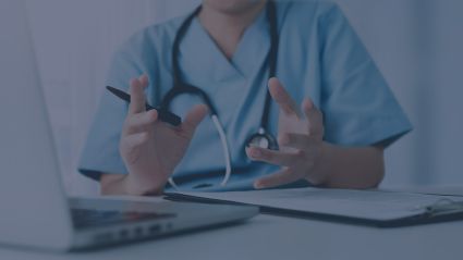 A doctor gesticulating with their hands