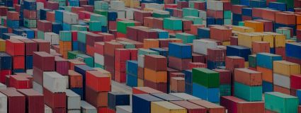 Stacks of storage containers ready for shipping