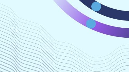 abstract wavy blue lines with two purple half circle in upper right