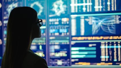 woman looking at data