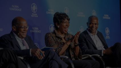 Inclusive Capitalism: Unleashing Growth in the Global Economy panelists Roger Ferguson, immediate past president and CEO, TIAA, Carla Harris, senior client advisor, Morgan Stanley, Martin Nesbitt, senior partner, co-chairman, and co-CEO, The Vistria Group