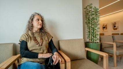 A woman in a doctor's waiting room