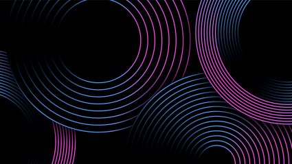 An image of a black background with overlapping pink, blue, and purple ombre circles with various lines, leading to a Milken Institute Article about enhancing retirement and Lifetime income.