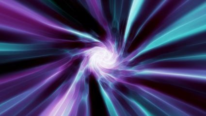 A graphic of an abstract blue and purple swirly vortex.