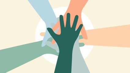 graphic of hands touching