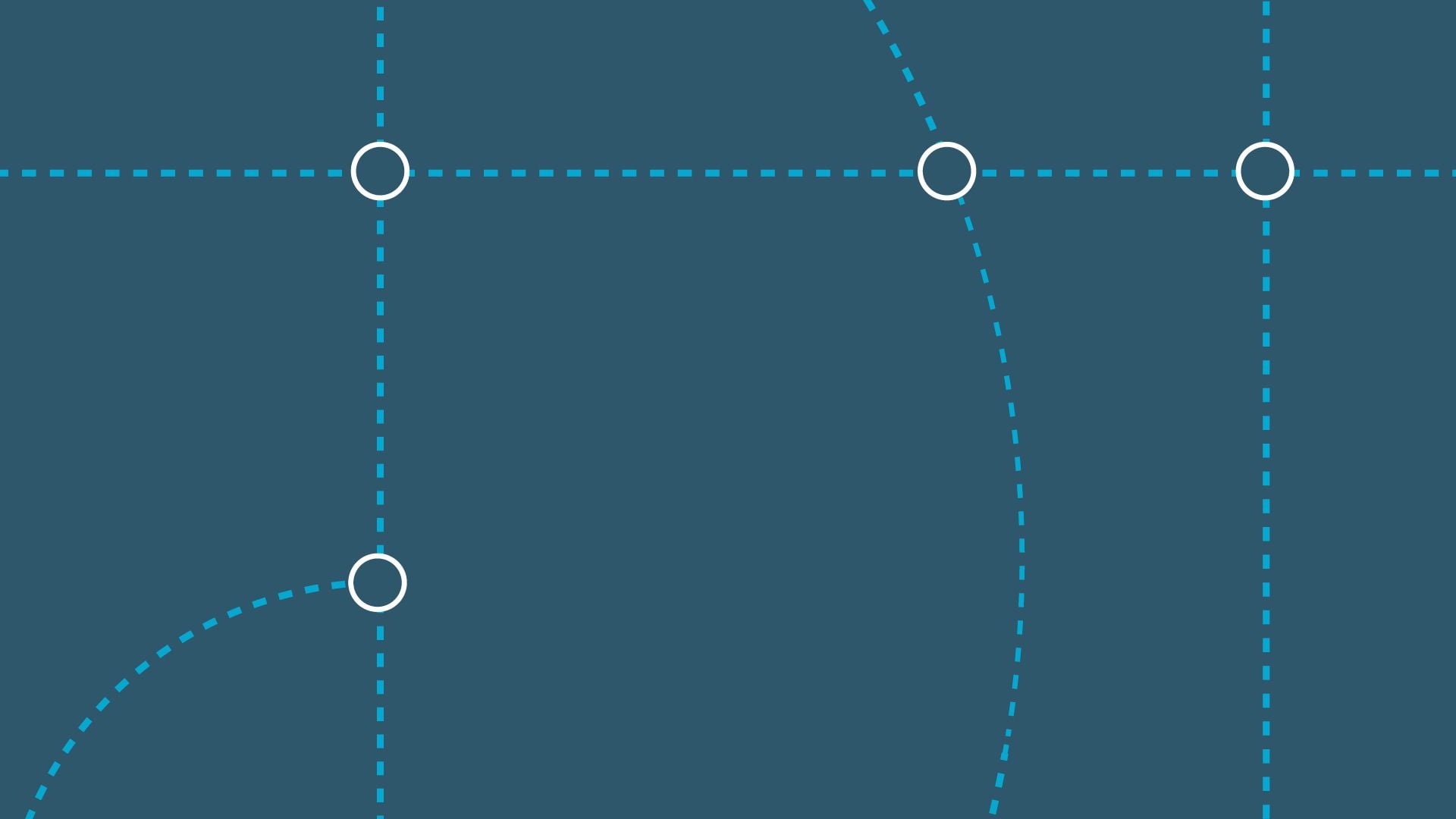 Abstract digital illustration of a connected network, featuring curved and straight dotted lines intersecting at circular nodes on a blue background—symbolizing connectivity, care coordination, and technology integration in aging and home health systems.