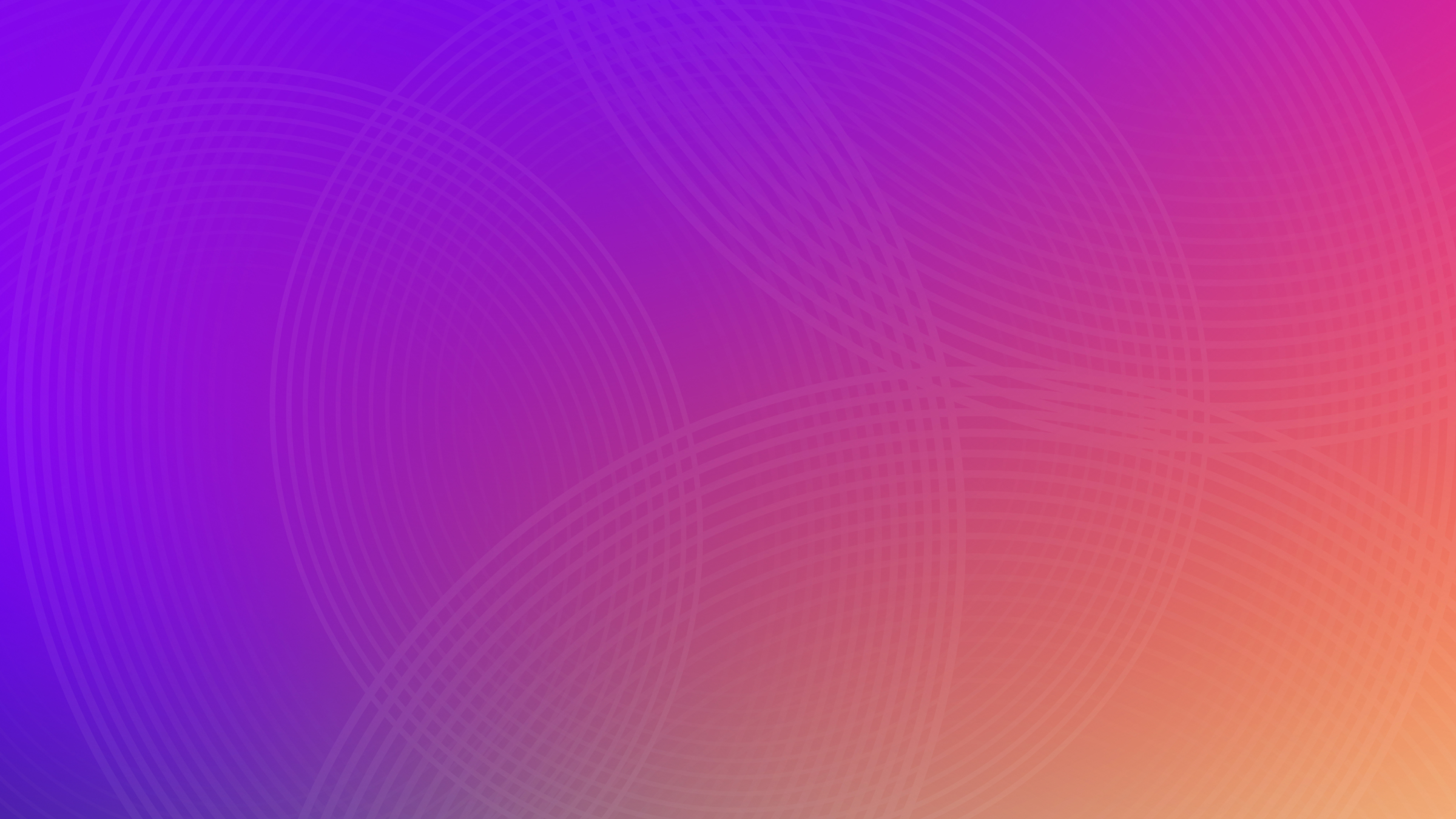 Abstract gradient background in vivid purple, magenta, and orange hues with overlapping translucent curved lines forming a circular, wave-like pattern.