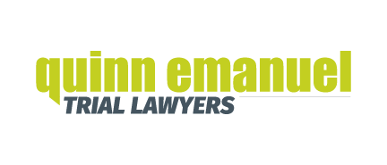 A logo for Quinn Emanuel Trial Lawyers, who is a sponsor for the Milken Institute's Global Investors' Symposium Hong Kong 2025.