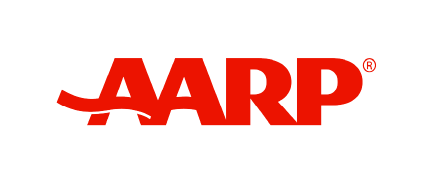 A red logo of AARP.