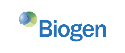 A logo of Biogen.