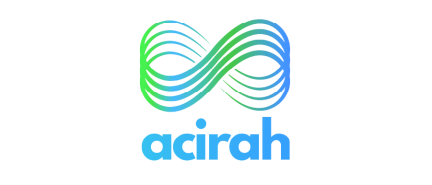 Acirah logo with infinity symbol in blue and green gradient colors