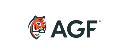 AGF logo with stylized tiger head in orange and black next to gray letters
