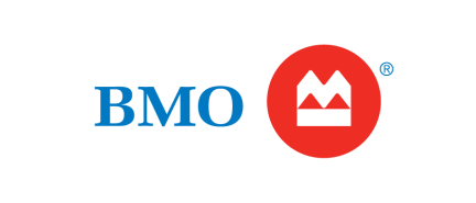 BMO logo with red circular icon containing white mountain symbol
