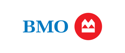 BMO logo with blue text and red circle containing white mountain symbol
