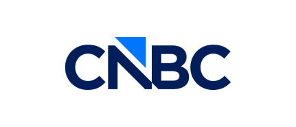 CNBC logo in dark blue with light blue accent on the N