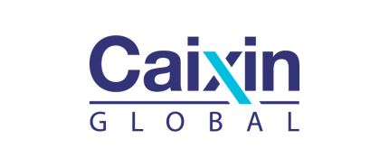 Caixin Global logo with multicolored 'x' in blue text