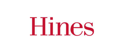 Hines logo in red serif text on white background