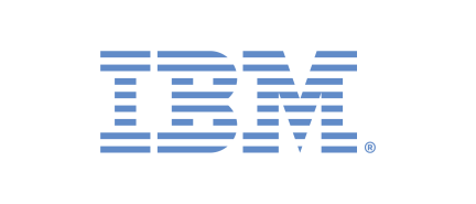 IBM logo in blue horizontal stripes