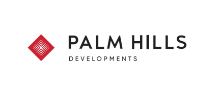 Palm Hills Developments logo with red diamond icon and dark text