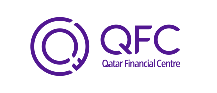 Qatar Financial Centre purple logo with circular design and QFC text
