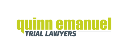 Quinn Emanuel Trial Lawyers logo in yellow-green text