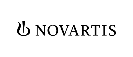 Novartis company logo in black text with circular symbol
