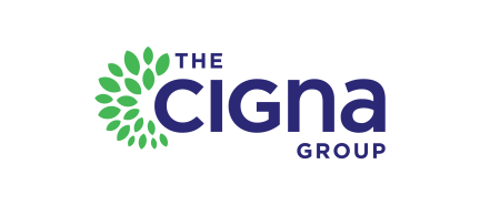 Cigna Group logo with green tree symbol and blue text