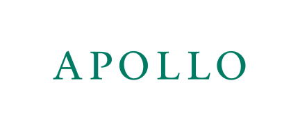 APOLLO logo in teal serif font on white background