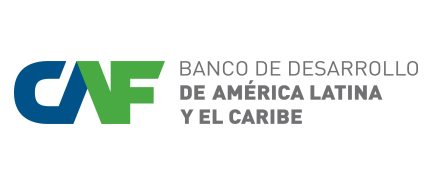 CAF Development Bank of Latin America logo in blue and green text