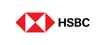 HSBC logo with red geometric hexagon symbol and black text