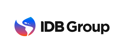 IDB Group logo with colorful circular globe icon in blue, purple and orange