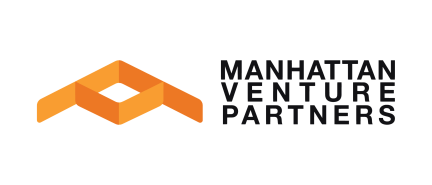 Manhattan Venture Partners logo with orange geometric house symbol and black text