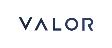 Valor logo in dark blue text on white background