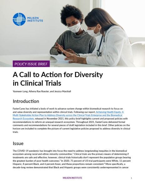 Policy Issue Brief: A Call to Action for Diversity in Clinical Trials