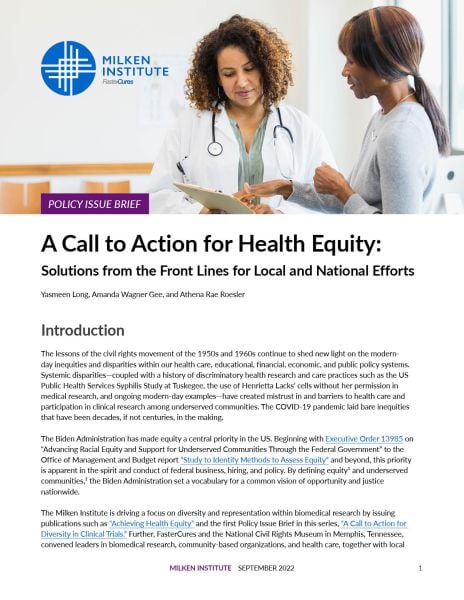A Call to Action for Health Equity Cover