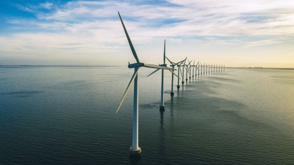 Photograph of wind turbines offshore