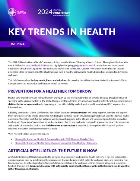 Key Trends in Health at Milken Institute Global Conference 2024