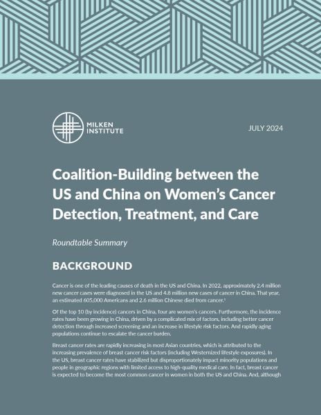 Coalition-Building between the US and China on Women’s Cancer Detection, Treatment, and Care