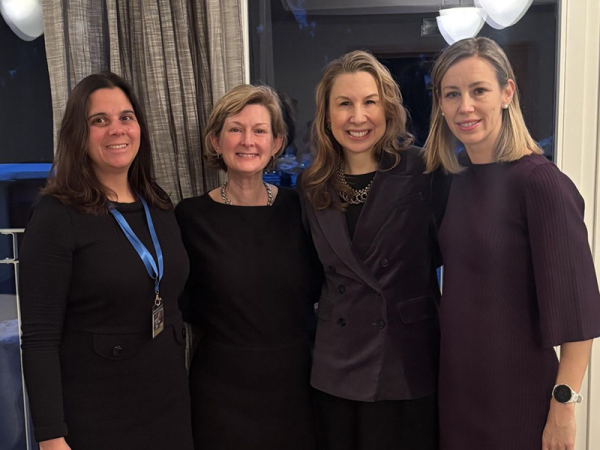 Cara Altimus, Melissa Stevens, Heather Haines and guest at breakfast at Davos