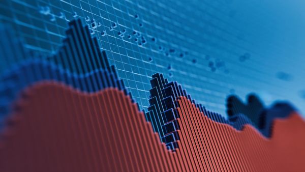 An abstract 3D-ish chart with orange waves against a blue background, leading to a Milken Institute FinTech in Focus newsletter.