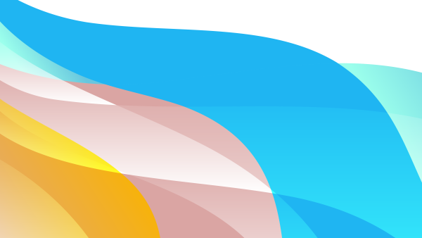 Abstract background with colorful overlapping waves in blue, orange, and yellow tones.