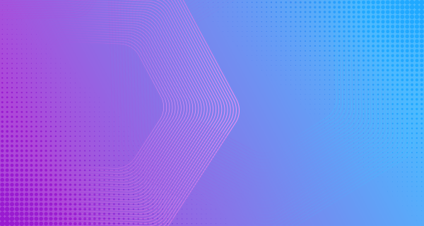 Abstract purple and blue gradient background with curved lines and dotted patterns.