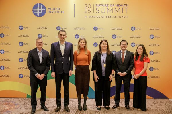 Photo of plenary speakers from the Milken Institute's 2025 Future of Health Summit.