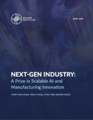 White paper cover with title "Next-Gen Industry: A Pilot to Scalable AI and Manufacturing Innovation" on blue geometric background
