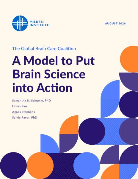 White paper cover with geometric blue and orange circles, titled "A Model to Put Brain Science into Action"