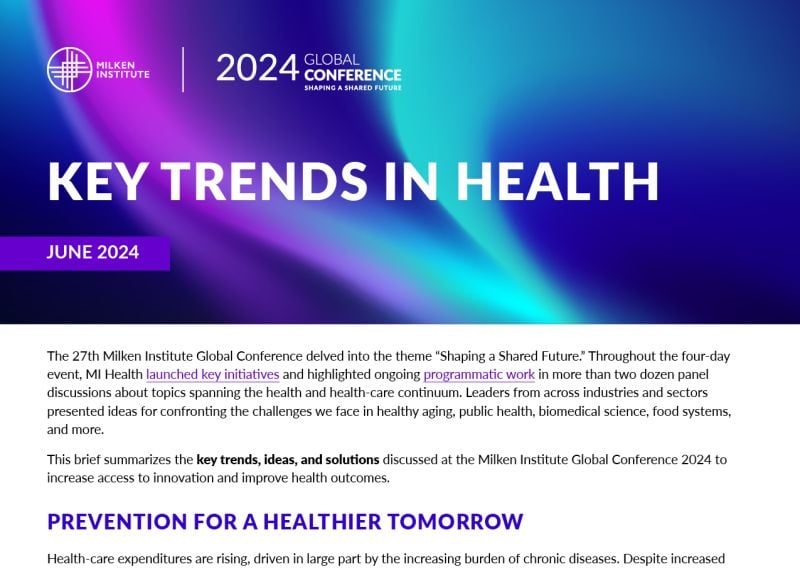 Key Trends in Health at Milken Institute Global Conference 2024