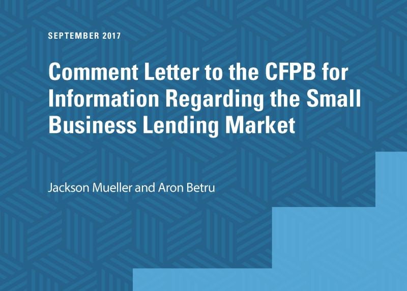 Comment Letter to the CFPB for Information Regarding the Small Business Lending Market