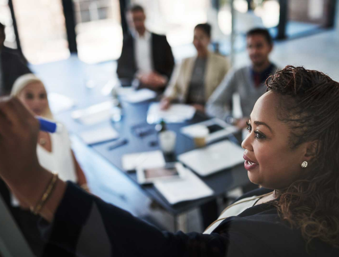 people working in meeting