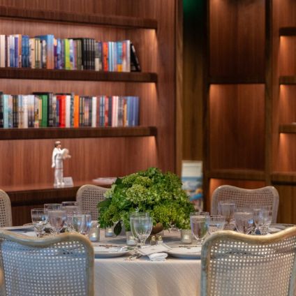 A private dinner set among the bookshelves of the Founders' Library