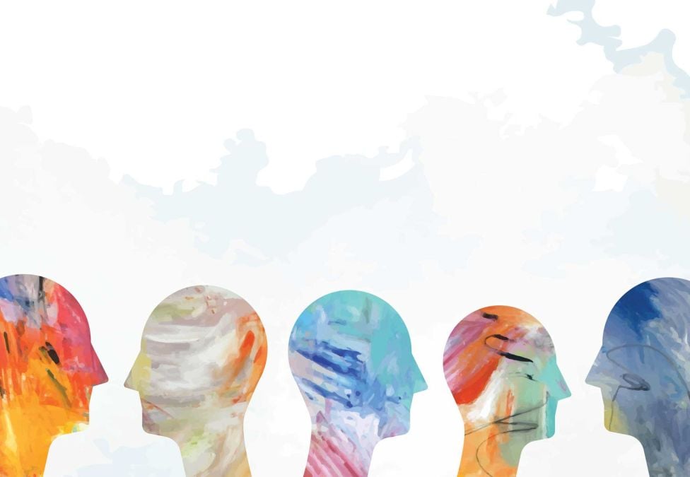 Colorful silhouettes of people heads